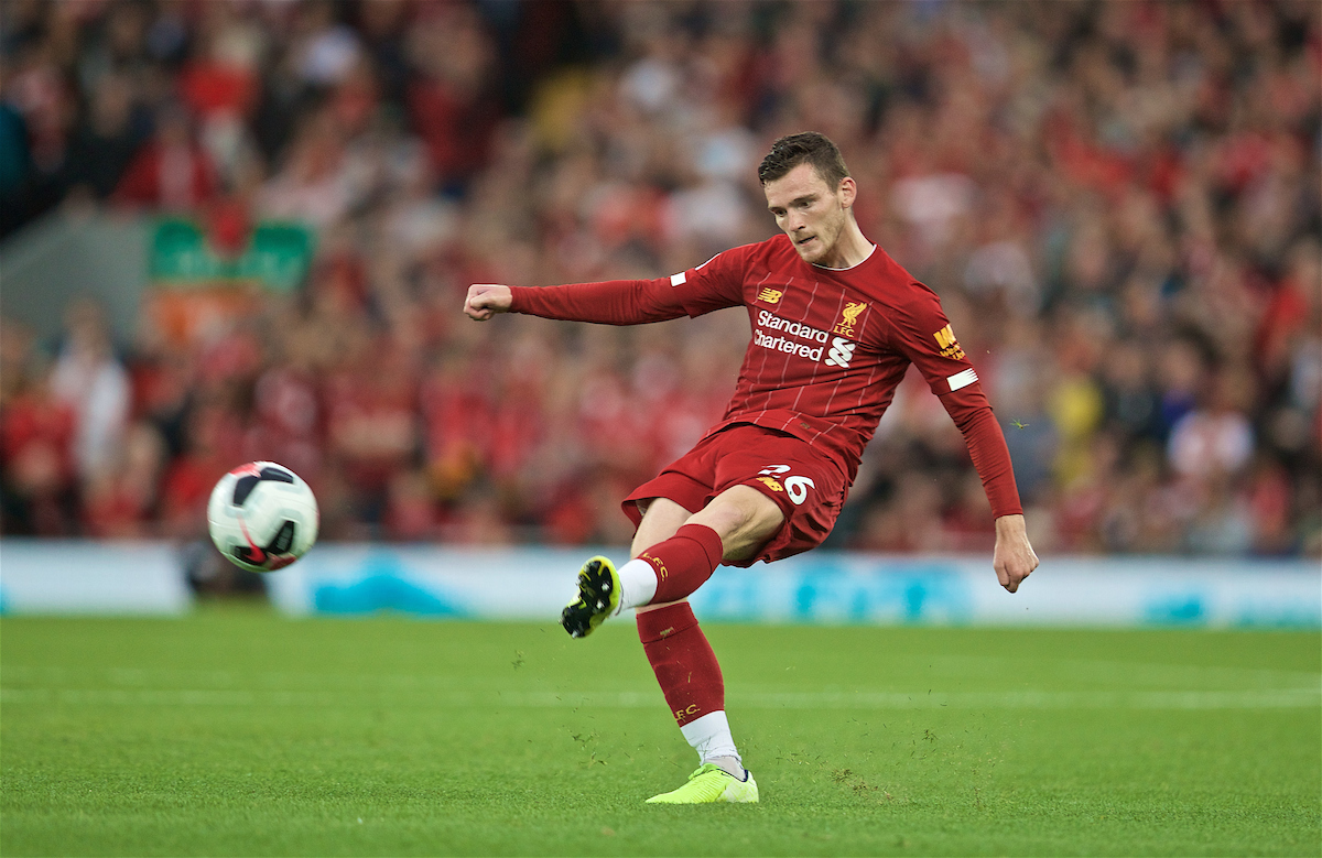 LIVERPOOL, ENGLAND - Friday, August 9, 2019: Liverpool's Andy Robertson during the opening FA Premier League match of the season between Liverpool FC and Norwich City FC at Anfield. (Pic by David Rawcliffe/Propaganda)