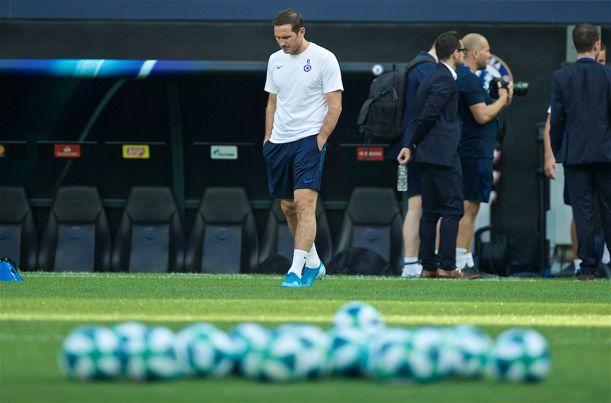 ISTANBUL, TURKEY - Tuesday, August 13, 2019: Chelsea's manager Frank Lampard during a training session ahead of the UEFA Super Cup match between Liverpool FC and Chelsea FC at Besiktas Park. (Pic by David Rawcliffe/Propaganda)