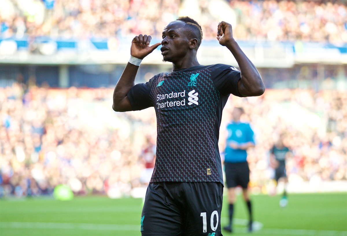 BURNLEY, ENGLAND - Saturday, August 31, 2019: Liverpool's Sadio Mane celebrates scoring the second goal during the FA Premier League match between Burnley FC and Liverpool FC at Turf Moor. (Pic by David Rawcliffe/Propaganda)