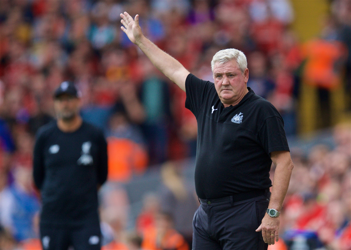 LIVERPOOL, ENGLAND - Saturday, September 14, 2019: Newcastle United's manager Steve Bruce during the FA Premier League match between Liverpool FC and Newcastle United FC at Anfield. (Pic by David Rawcliffe/Propaganda)