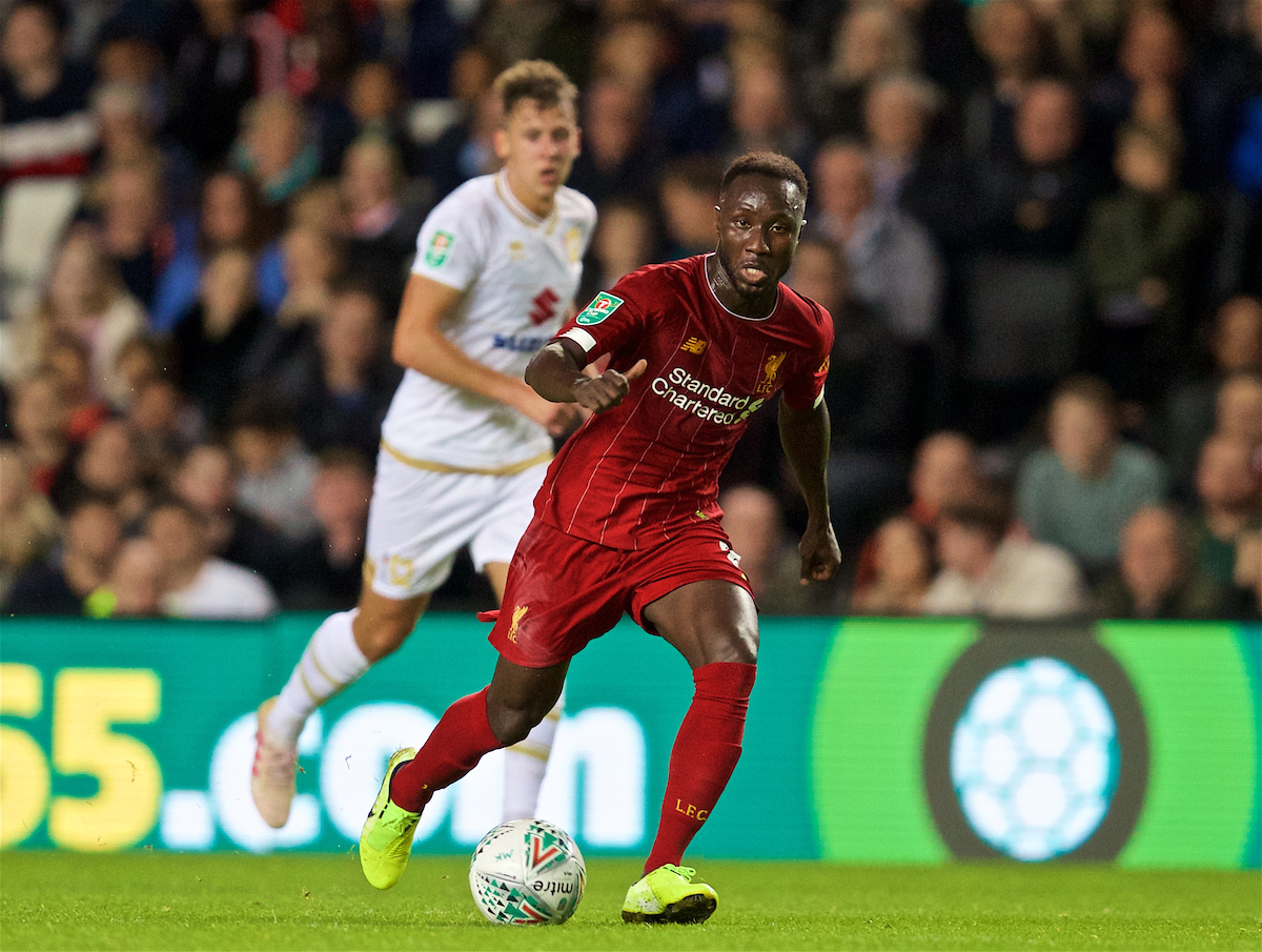MILTON KEYNES, ENGLAND - Wednesday, September 25, 2019: Liverpool's Naby Keita during the Football League Cup 3rd Round match between MK Dons FC and Liverpool FC at Stadium MK. (Pic by David Rawcliffe/Propaganda)