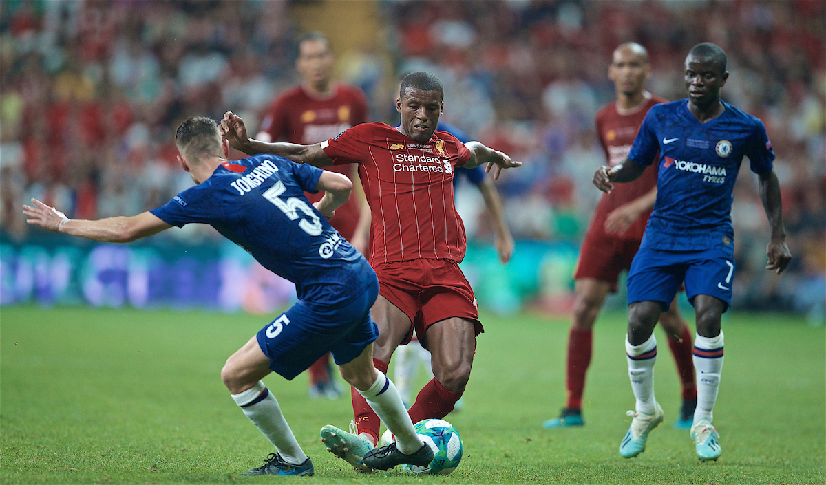 ISTANBUL, TURKEY - Wednesday, August 14, 2019: Liverpool's Georginio Wijnaldum during the UEFA Super Cup match between Liverpool FC and Chelsea FC at Besiktas Park. (Pic by David Rawcliffe/Propaganda)