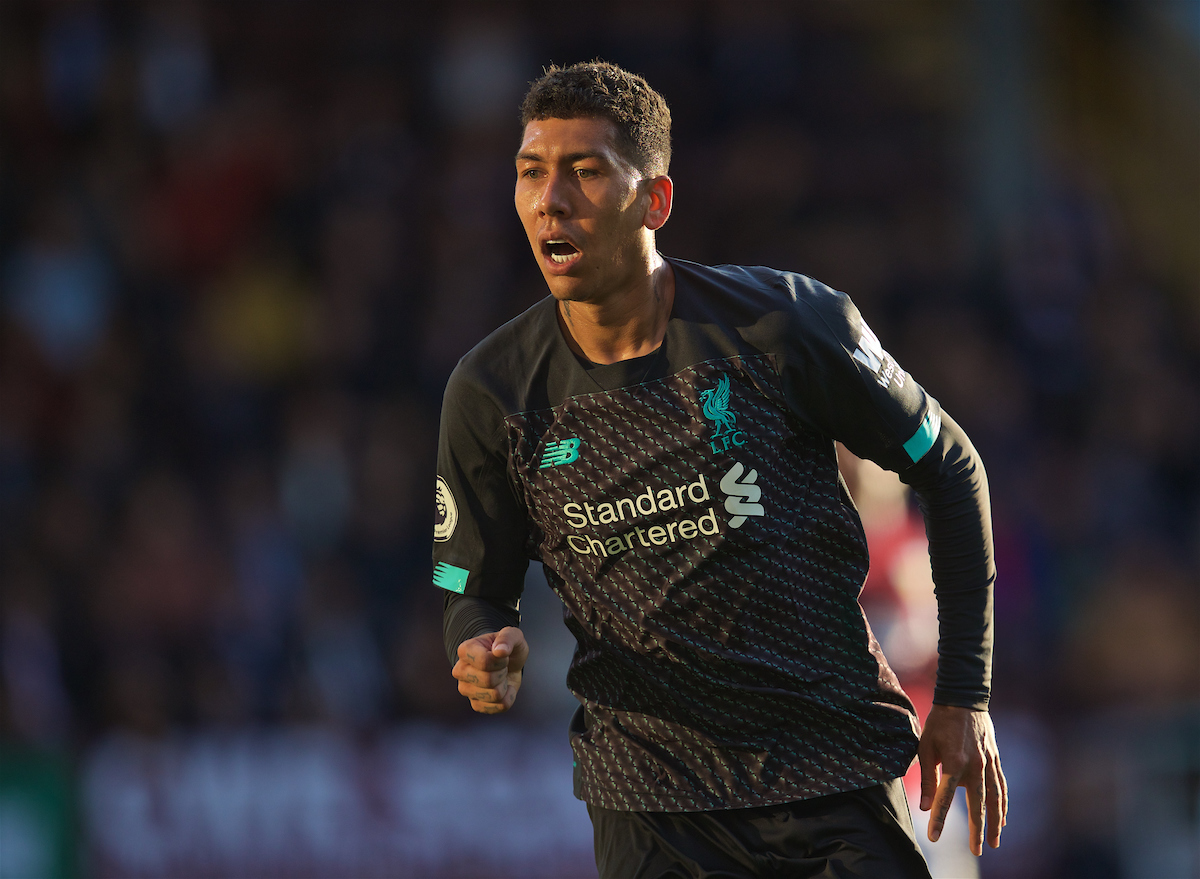 BURNLEY, ENGLAND - Saturday, August 31, 2019: Liverpool's Roberto Firmino during the FA Premier League match between Burnley FC and Liverpool FC at Turf Moor. (Pic by David Rawcliffe/Propaganda)