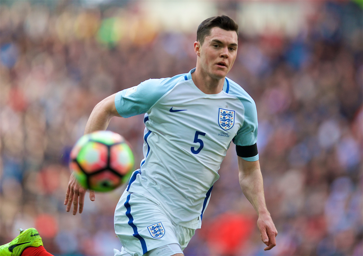 LONDON, ENGLAND - Sunday, March 26, 2017: England's Michael Keane in action against Lithuania during the 2018 FIFA World Cup Qualifying Group F match at Wembley Stadium. (Pic by David Rawcliffe/Propaganda)