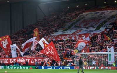 Tuesday, May 7, 2019: Liverpool supporters on the Spion Kop before the UEFA Champions League Semi-Final 2nd Leg match between Liverpool FC and FC Barcelona at Anfield.