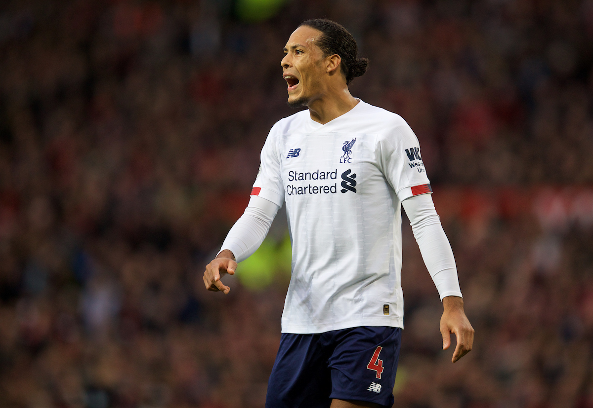 MANCHESTER, ENGLAND - Saturday, October 19, 2019: Liverpool's Virgil van Dijk during the FA Premier League match between Manchester United FC and Liverpool FC at Old Trafford. (Pic by David Rawcliffe/Propaganda)