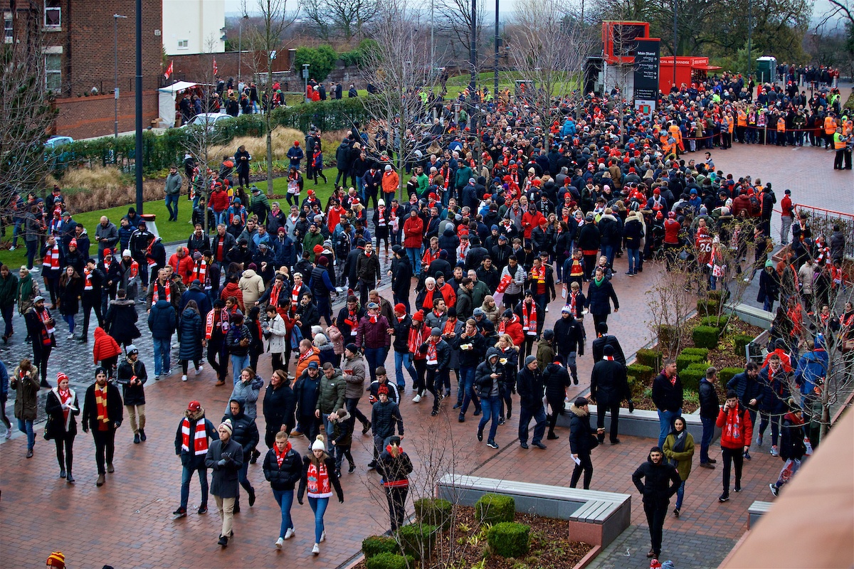 LIVERPOOL, ENGLAND - Sunday, December 16, 2018: Liverpool supporters walk to the ground along Avenue 96 before the FA Premier League match between Liverpool FC and Manchester United FC at Anfield. (Pic by David Rawcliffe/Propaganda)