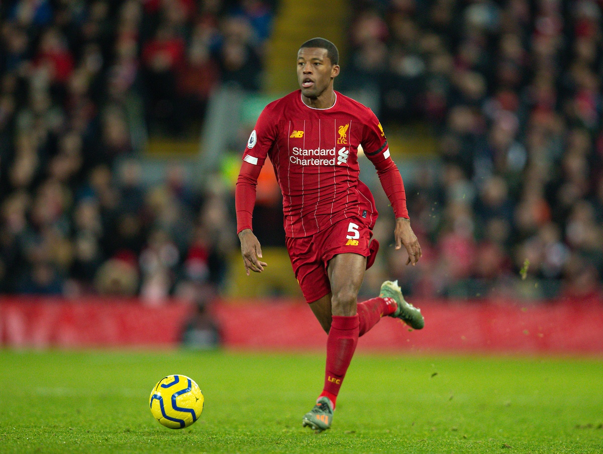 LIVERPOOL, ENGLAND - Saturday, November 30, 2019: Liverpool's Georginio Wijnaldum during the FA Premier League match between Liverpool FC and Brighton & Hove Albion FC at Anfield. (Pic by David Rawcliffe/Propaganda)
