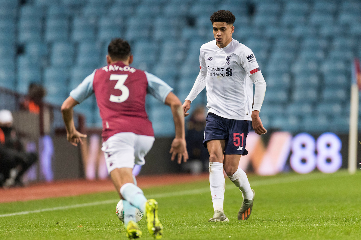 BIRMINGHAM, ENGLAND - Tuesday, December 17, 2019: Liverpool’s Ki-Jana Hoever during the Football League Cup Quarter-Final between Aston Villa FC and Liverpool FC at Villa Park. (Pic by Paul Greenwood/Propaganda)