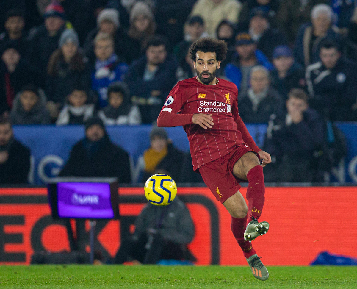 LEICESTER, ENGLAND - Thursday, December 26, 2019: Liverpool's Mohamed Salah during the FA Premier League match between Leicester City FC and Liverpool FC at the King Power Stadium. (Pic by David Rawcliffe/Propaganda)