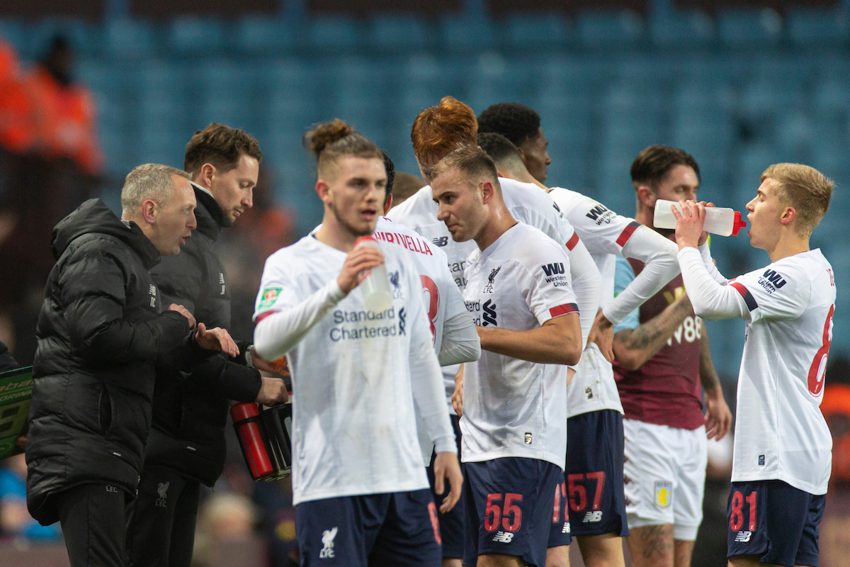 BIRMINGHAM, ENGLAND - Tuesday, December 17, 2019: Liverpool’s manager Neil Critchley gives instructions to players during a break in play during the Football League Cup Quarter-Final between Aston Villa FC and Liverpool FC at Villa Park. (Pic by Paul Greenwood/Propaganda)