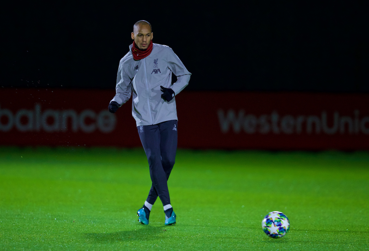 LIVERPOOL, ENGLAND - Tuesday, November 26, 2019: Liverpool's Fabio Henrique Tavares 'Fabinho' during a training session at Melwood Training Ground ahead of the UEFA Champions League Group E match between Liverpool FC and SSC Napoli. (Pic by David Rawcliffe/Propaganda)