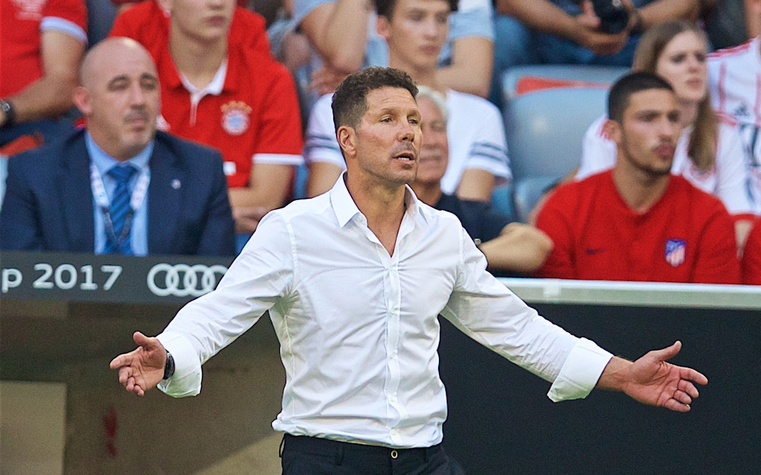 MUNICH, GERMANY - Tuesday, August 1, 2017: Atlético de Madrid's head coach Diego Simeone during the Audi Cup 2017 match between Club S.S.C. Napoli and Atlético de Madrid at the Allianz Arena. (Pic by David Rawcliffe/Propaganda)