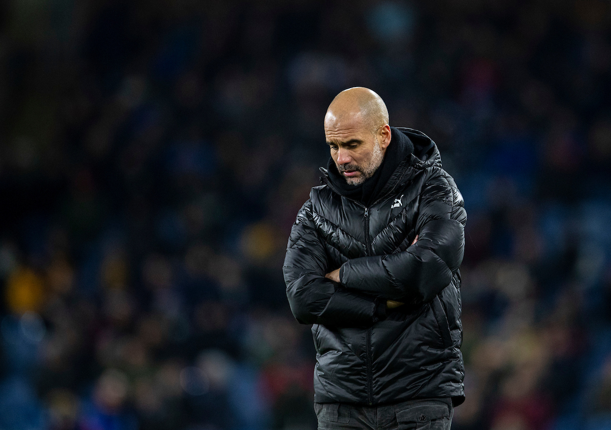 BURNLEY, ENGLAND - Tuesday, December 3, 2019: Manchester City's manager Pep Guardiola during the FA Premier League match between Burnley FC and Manchester City FC at Turf Moor. (Pic by David Rawcliffe/Propaganda)