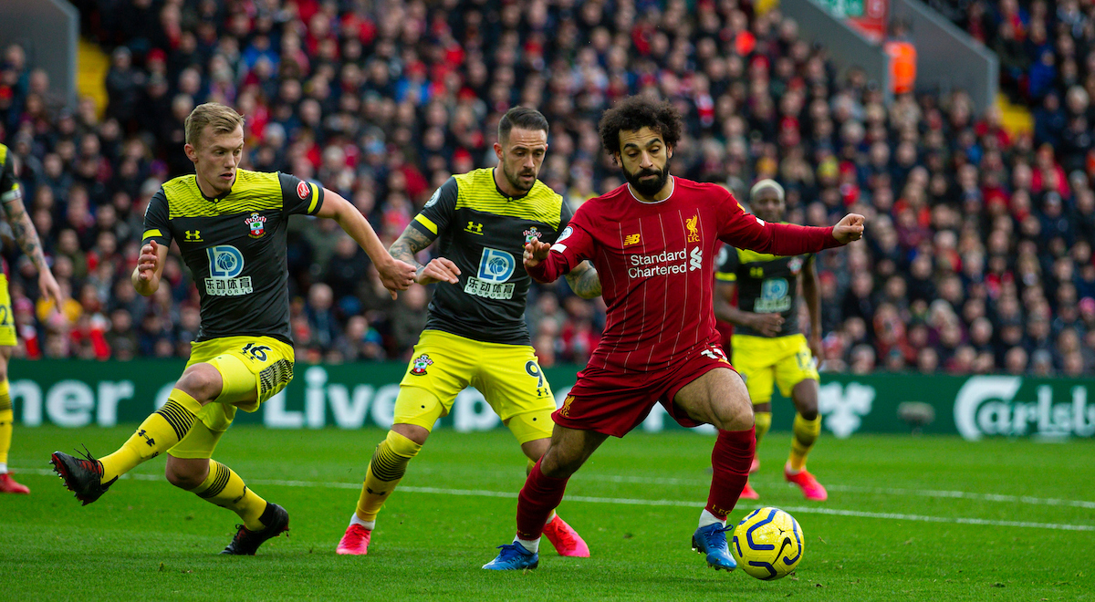 LIVERPOOL, ENGLAND - Saturday, February 1, 2020: Liverpool's Mohamed Salah during the FA Premier League match between Liverpool FC and Southampton FC at Anfield. (Pic by David Rawcliffe/Propaganda)