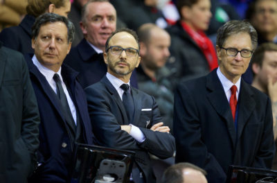 Liverpool's co-owner and NESV Chairman Tom Werner, Director Michael Gordon and owner John W. Henry before the UEFA Europa League Group Stage Group B match against Rubin Kazan at Anfield