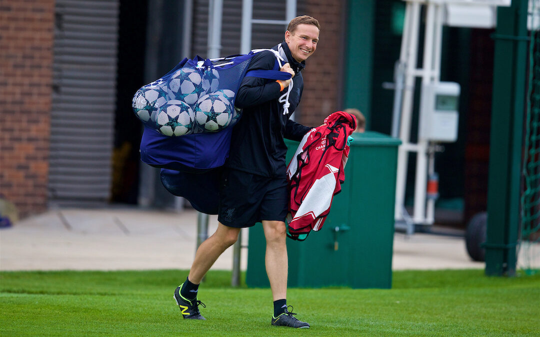 Pepijn Lijnders during a training session at Melwood