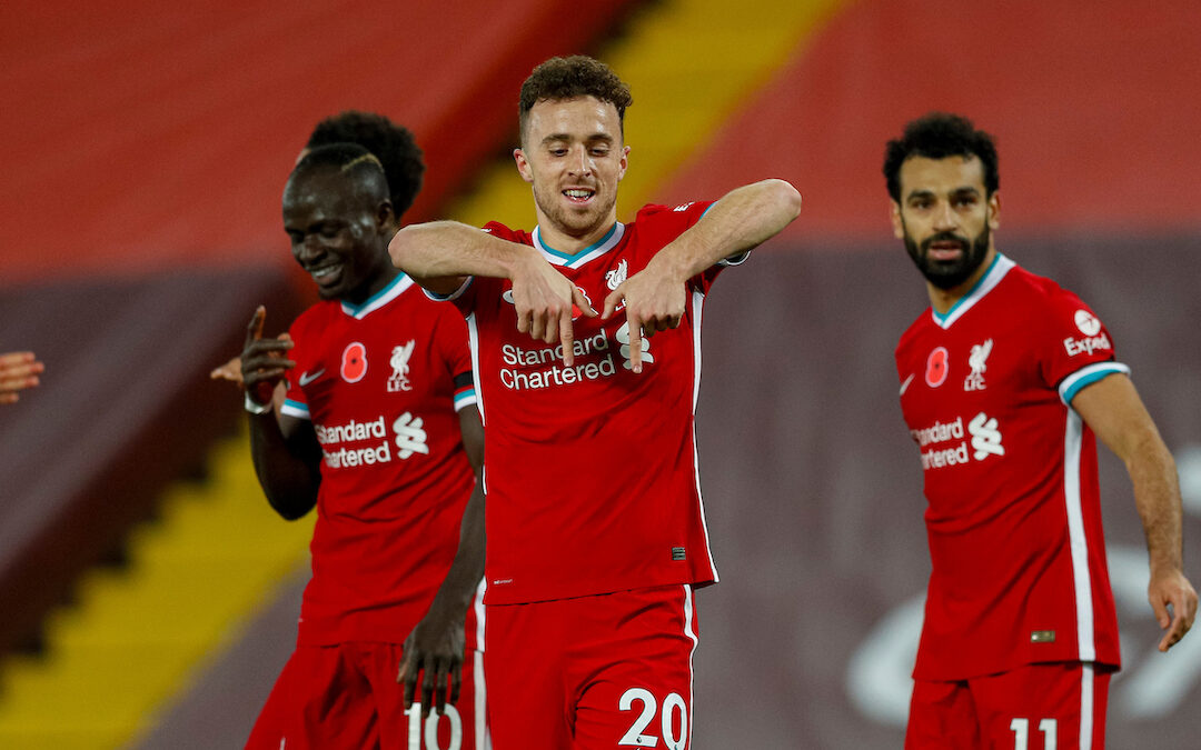 Liverpool’s Diogo Jota celebrates after scoring