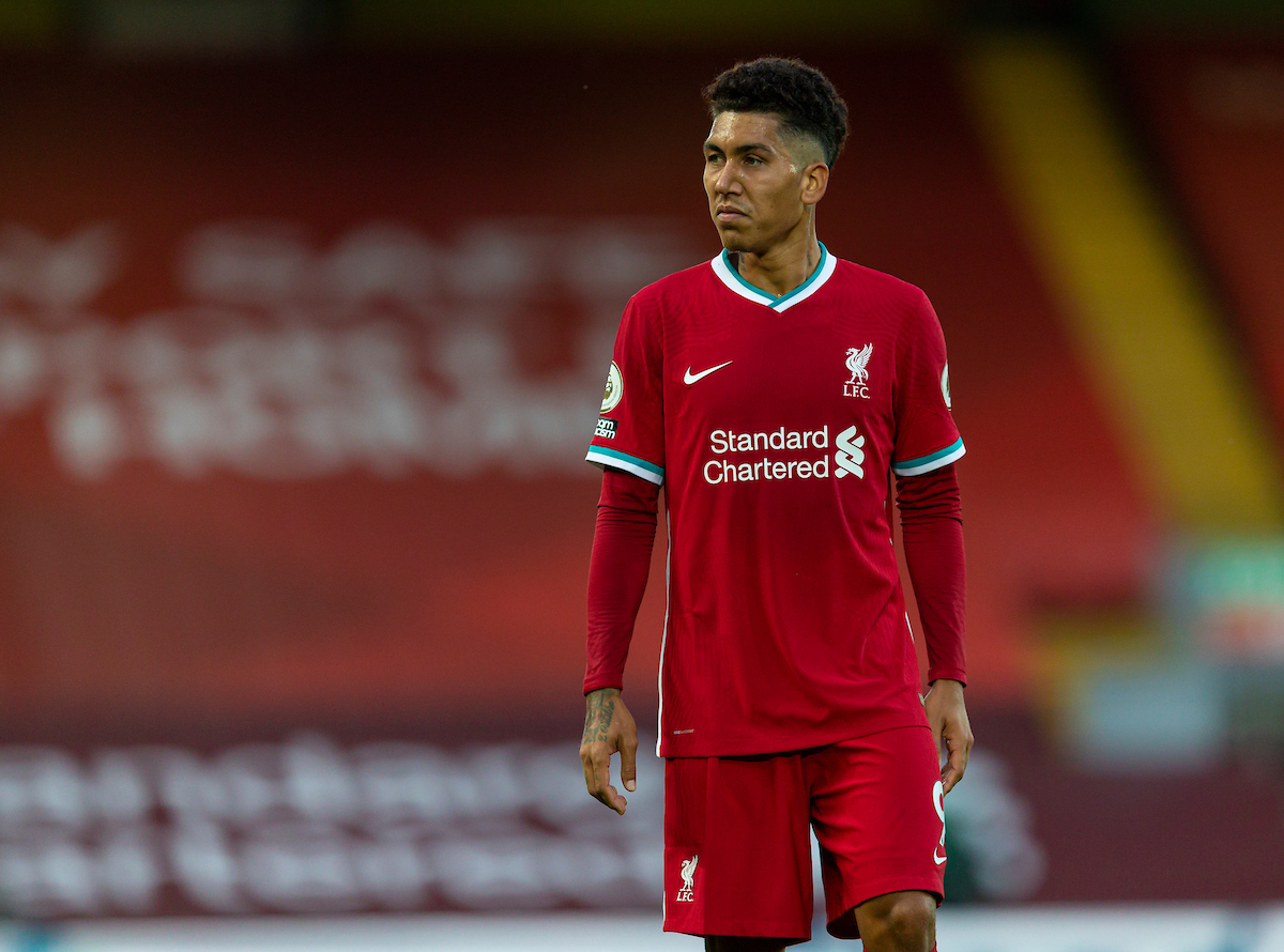 Liverpool’s Roberto Firmino during the opening FA Premier League match between Liverpool FC and Leeds United FC at Anfield