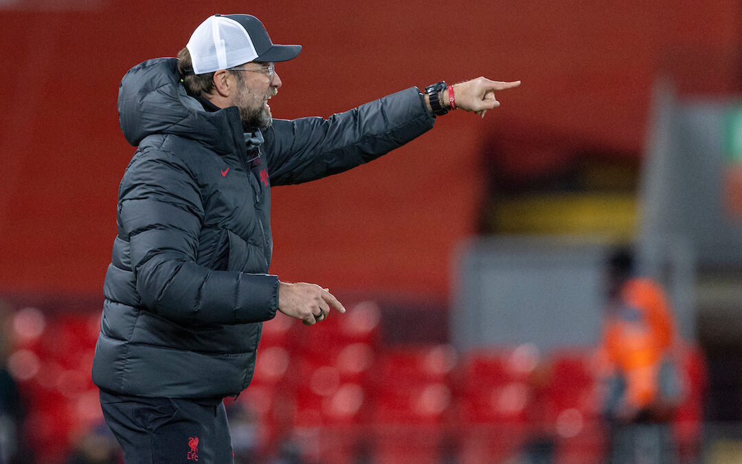 Liverpool's manager Jürgen Klopp during the UEFA Champions League Group D match between Liverpool FC and Atalanta BC at Anfield