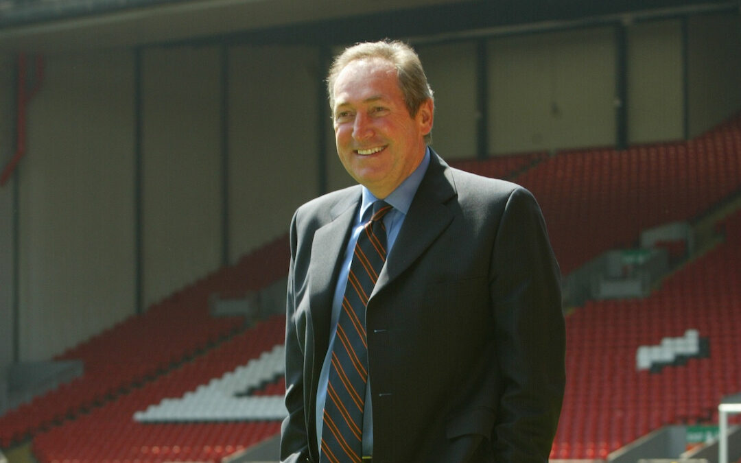 Liverpool's manager Gerard Houllier on the pitch at Anfield