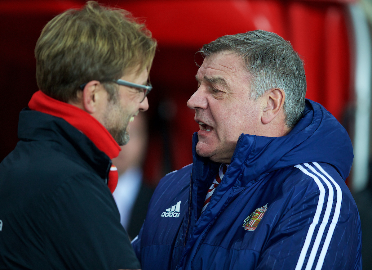 Former Sunderland manager Sam Allardyce and Liverpool's manager Jürgen Klopp