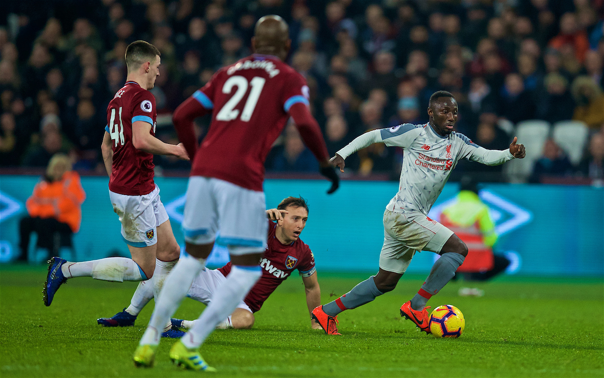 Liverpool's Naby Keita during the FA Premier League match between West Ham United FC and Liverpool FC at the London Stadium