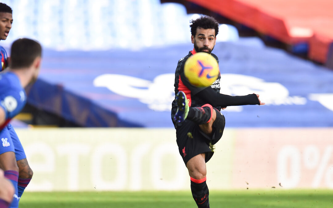Liverpool's Mohamed Salah scores the seventh goal during the FA Premier League match between Crystal Palace FC and Liverpool FC at Selhurst Park