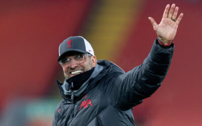 Liverpool's manager Jürgen Klopp celebrates after the FA Premier League match between Liverpool FC and Wolverhampton Wanderers FC at Anfield