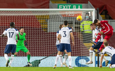 Liverpool's Roberto Firmino scores the winning second goal during the FA Premier League match between Liverpool FC and Tottenham Hotspur FC at Anfield