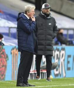 Crystal Palace's manager Roy Hodgson (L) and Liverpool's manager Jürgen Klopp during the FA Premier League match between Crystal Palace FC and Liverpool FC at Selhurst Park