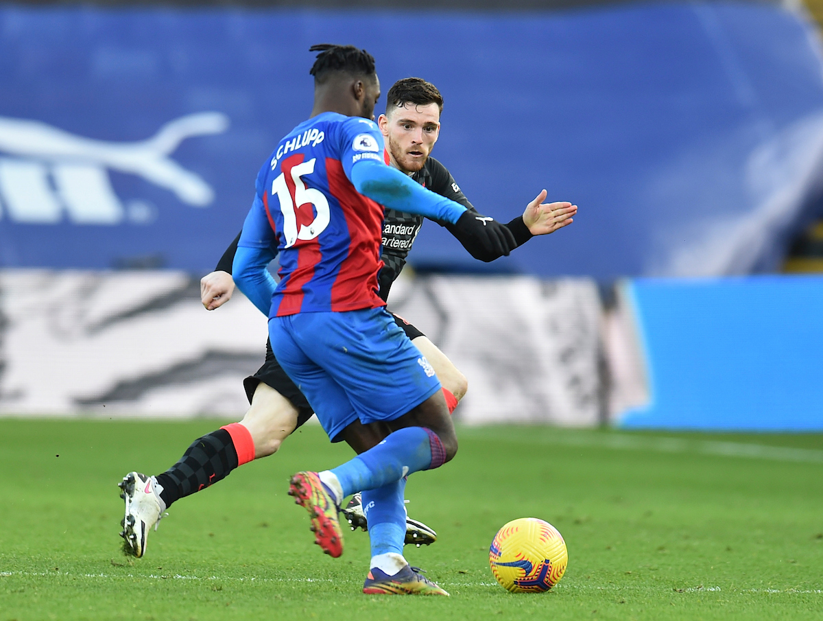 Liverpool's Andy Robertson during the FA Premier League match between Crystal Palace FC and Liverpool FC at Selhurst Park