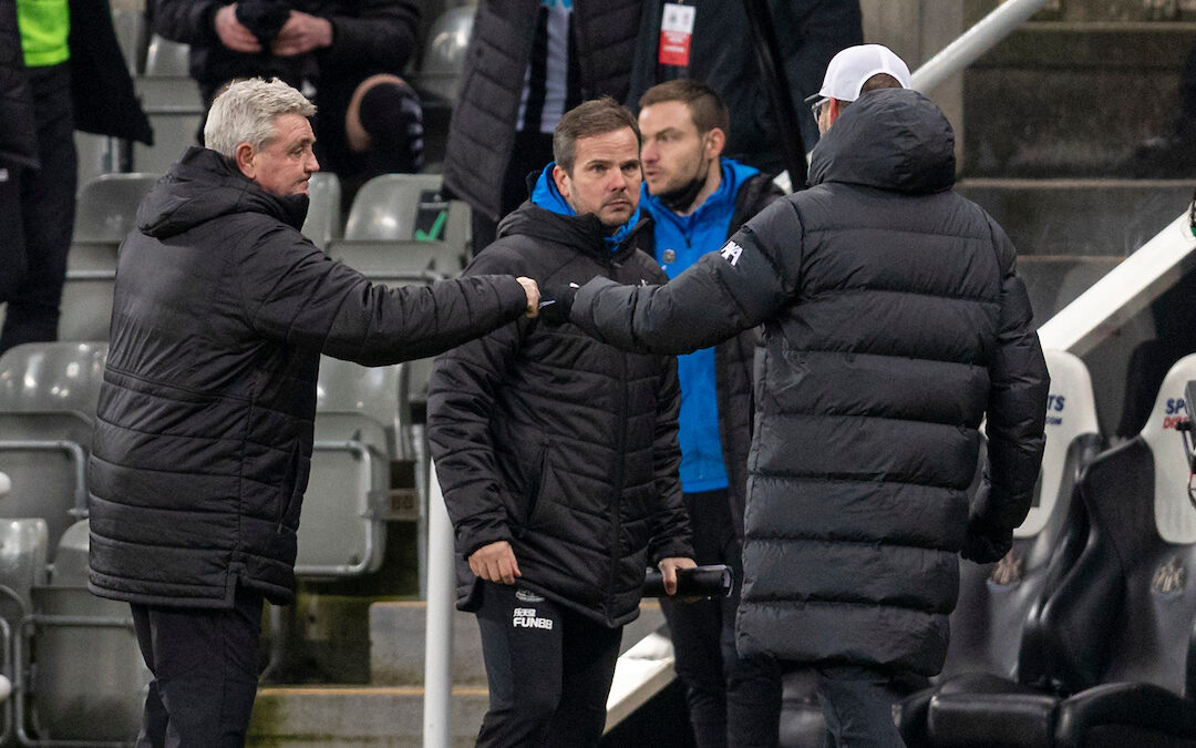 Newcastle United's manager Steve Bruce and Liverpool’s manager Jürgen Klopp after the FA Premier League match between Newcastle United FC and Liverpool FC at St James' Park