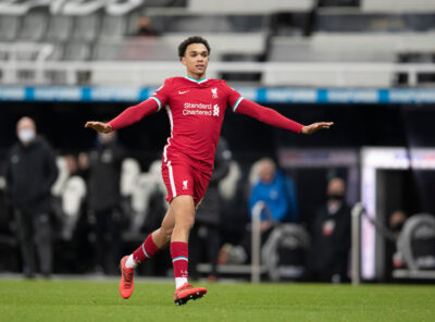 Liverpool’s Trent Alexander-Arnold during the FA Premier League match between Newcastle United FC and Liverpool FC at St James' Park