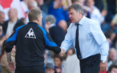 August 14, 2010: David Moyes shakes hands Sam Allardyce.