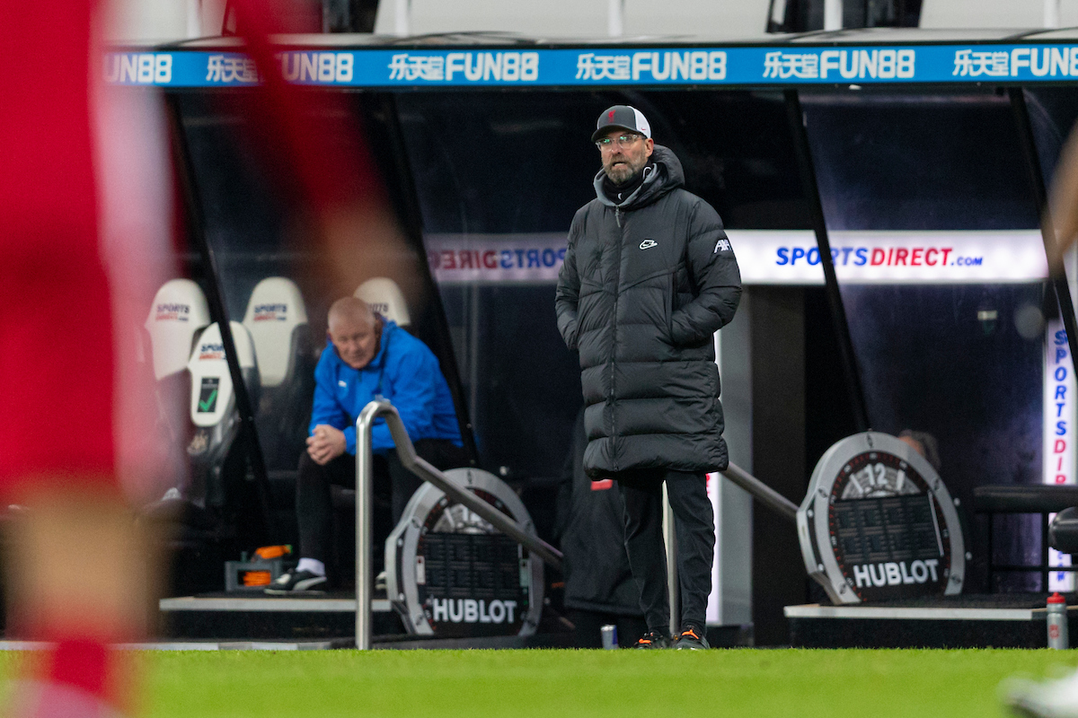 Liverpool’s manager Jürgen Klopp during the FA Premier League match between Newcastle United FC and Liverpool FC at St. James’ Park