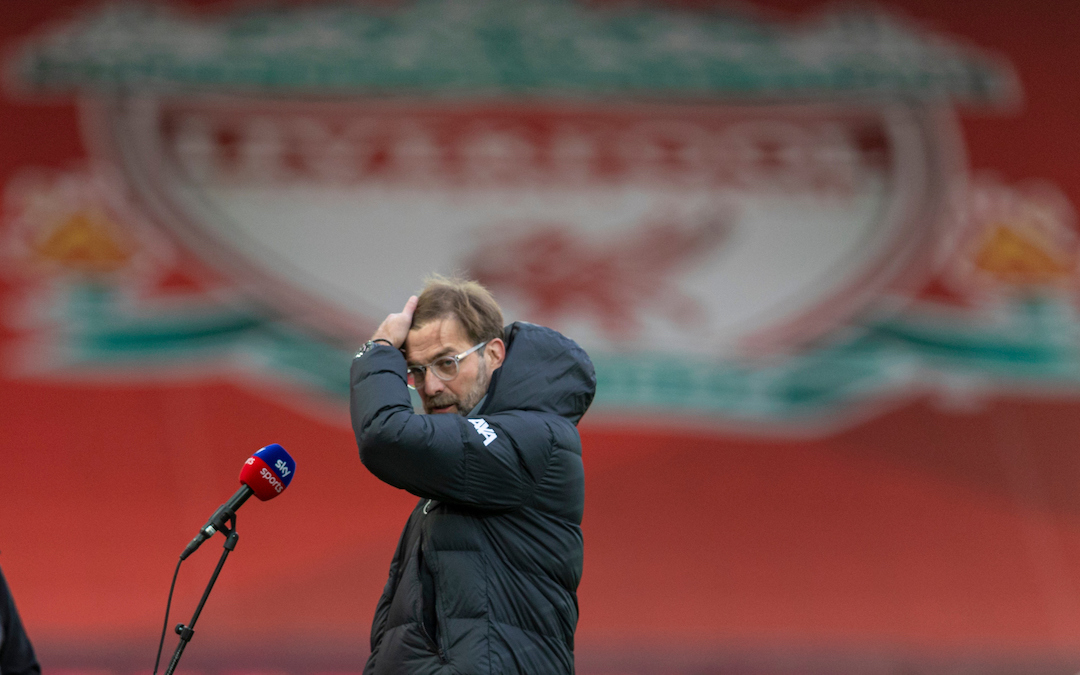 Liverpool's manager Jürgen Klopp before the FA Premier League match between Liverpool FC and Manchester United FC at Anfield