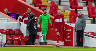 Liverpool's captain Jordan Henderson leads his side out of the tunnel before the FA Premier League match between Liverpool FC and Manchester United FC at Anfield