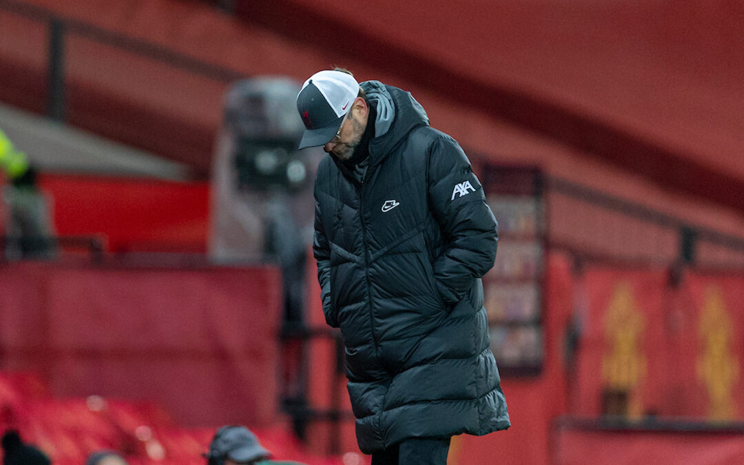 Liverpool's manager Jürgen Klopp during the FA Cup 4th Round match between Manchester United FC and Liverpool FC at Old Trafford