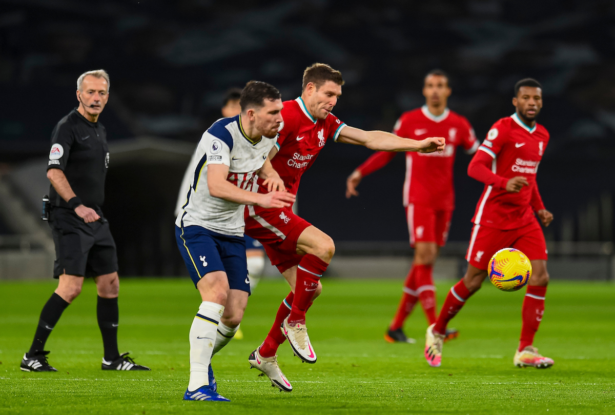 Liverpool's James Milner during the FA Premier League match between Tottenham Hotspur FC and Liverpool FC at the Tottenham Hotspur Stadium