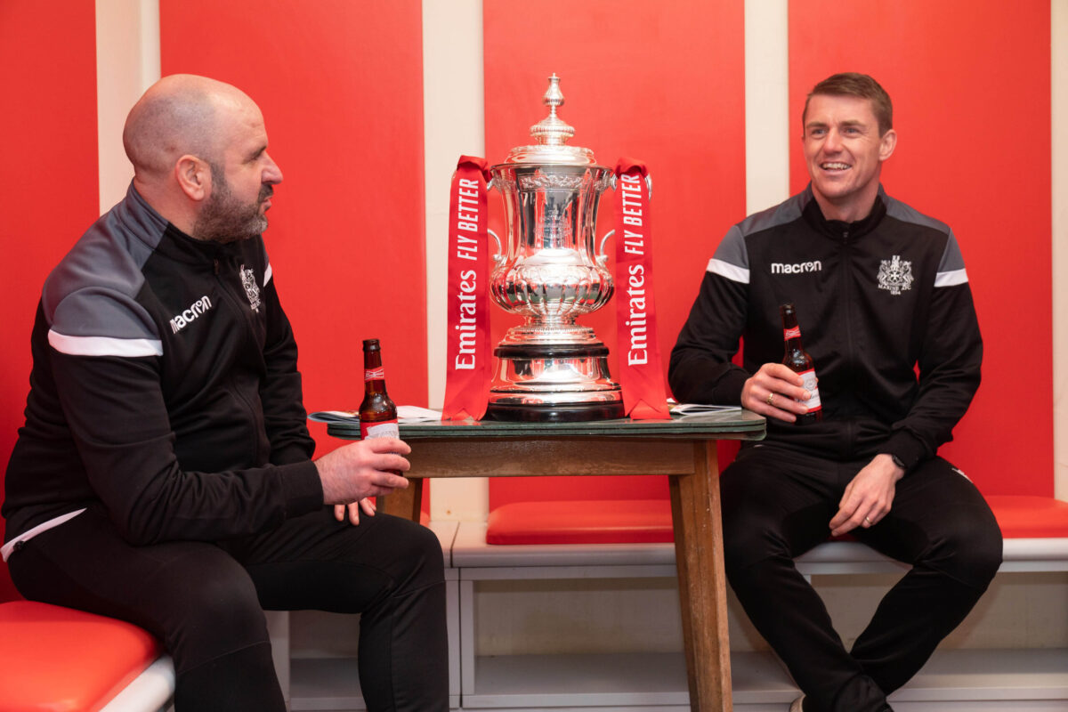 Marine FC club manager Neil Young and player Niall Cummins