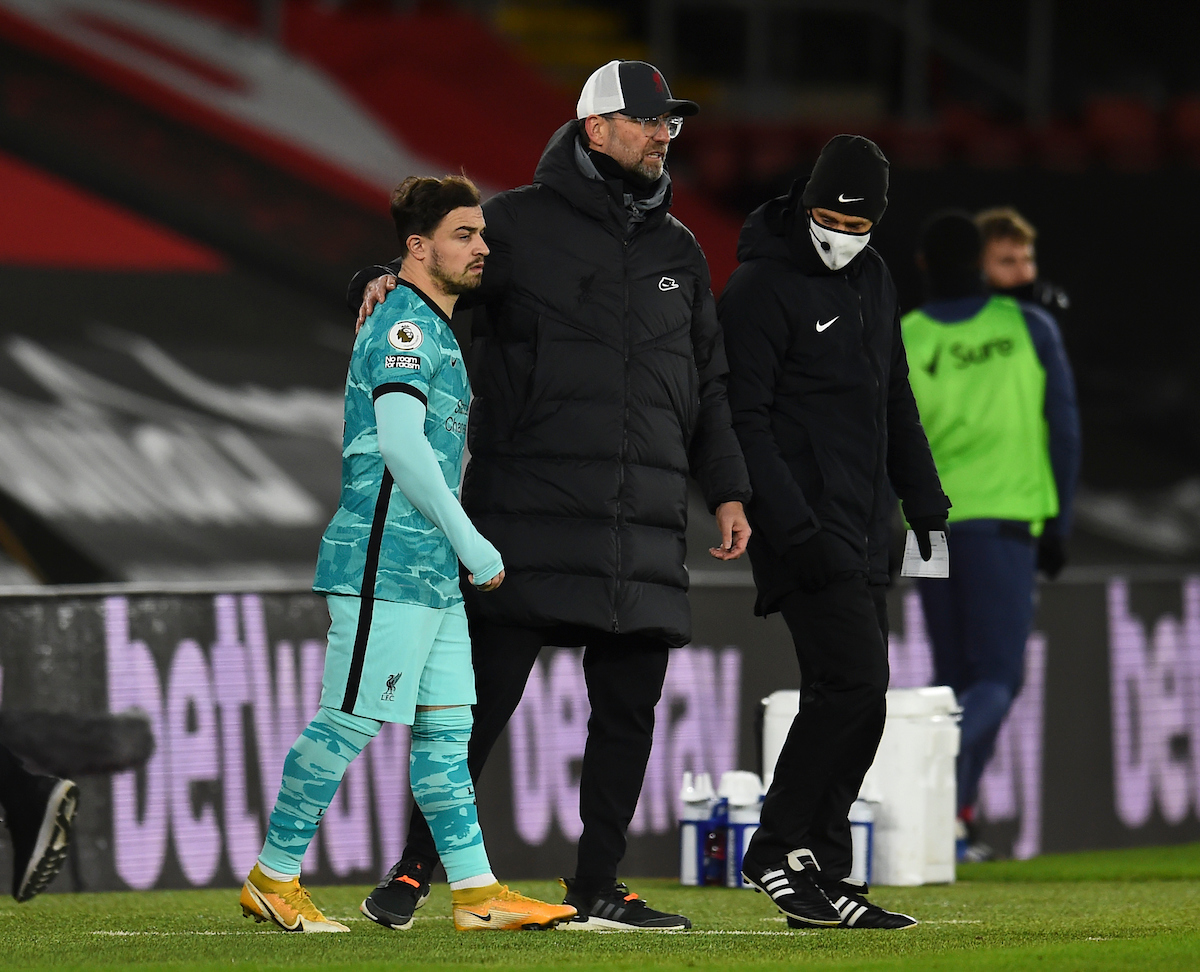 Liverpool's manager Jürgen Klopp prepares to bring on substitute Xherdan Shaqiri during the FA Premier League match between Southampton FC and Liverpool FC at St Mary's Stadium