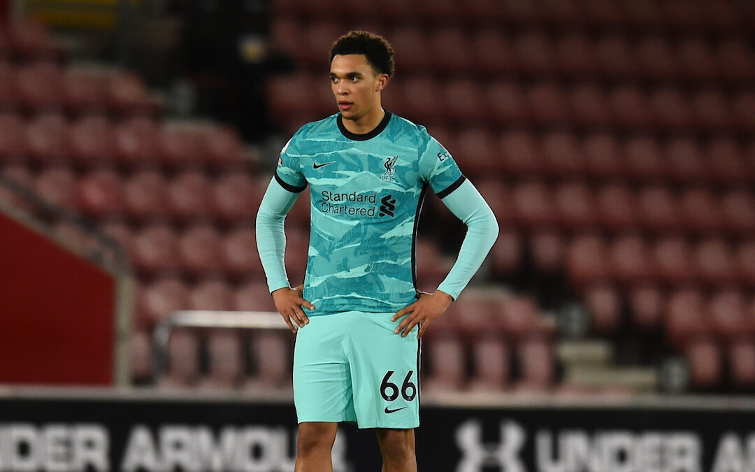 Liverpool's Trent Alexander-Arnold during the FA Premier League match between Southampton FC and Liverpool FC at St Mary's Stadium