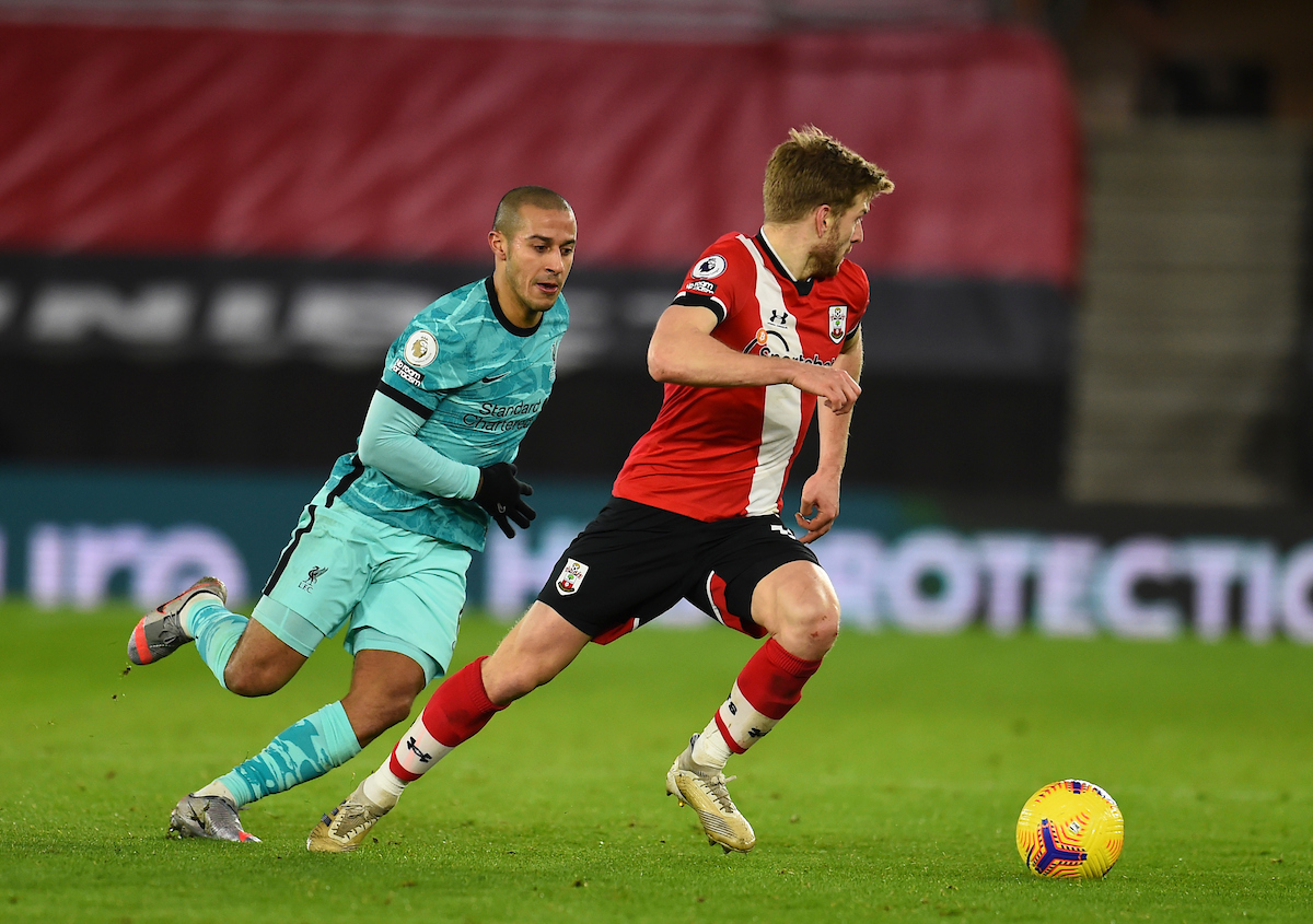 Liverpool's Thiago Alcantara during the FA Premier League match between Southampton FC and Liverpool FC at St Mary's Stadium