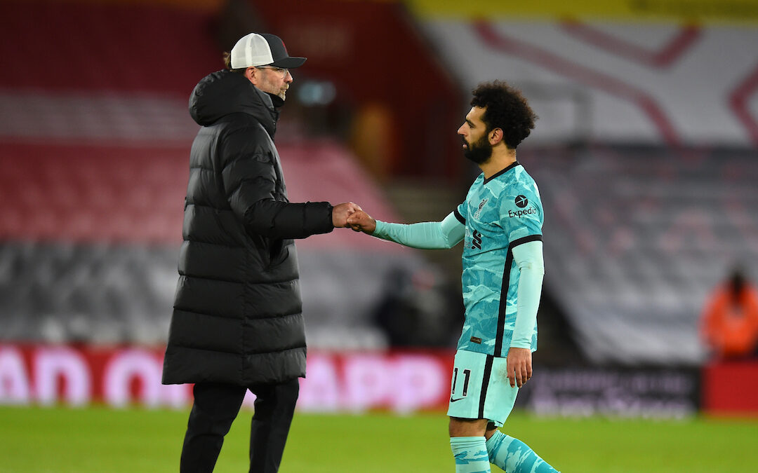 Liverpool's manager Jürgen Klopp and Mohamed Salah after the FA Premier League match between Southampton FC and Liverpool FC at St Mary's Stadium