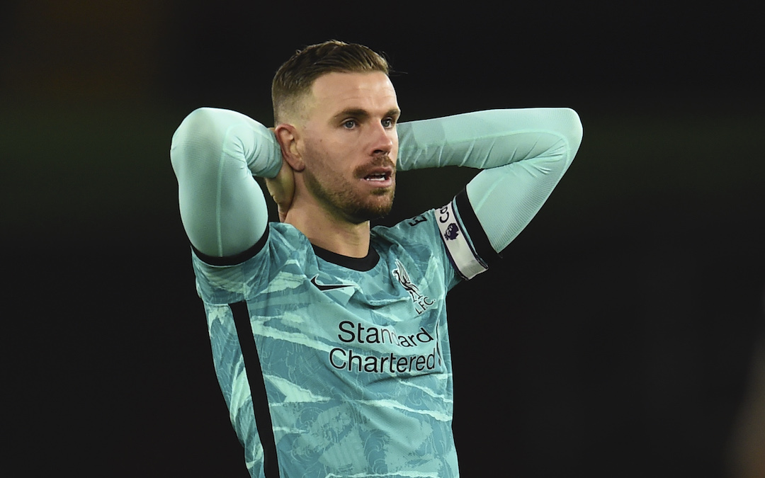 Liverpool's captain Jordan Henderson looks dejected during the FA Premier League match between Southampton FC and Liverpool FC at St Mary's Stadium