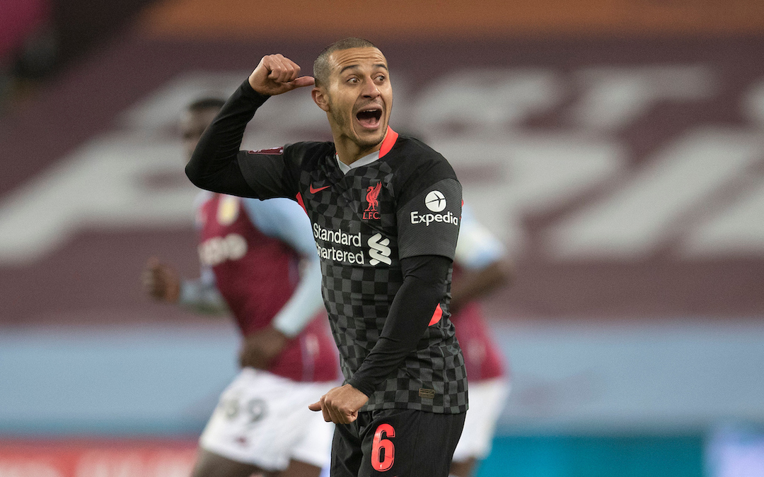 Liverpool's Thiago Alcantara during the FA Cup 3rd Round match between Aston Villa FC and Liverpool FC at Villa Park