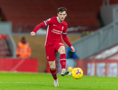 Liverpool's Andy Robertson during the FA Premier League match between Liverpool FC and Burnley FC at Anfield