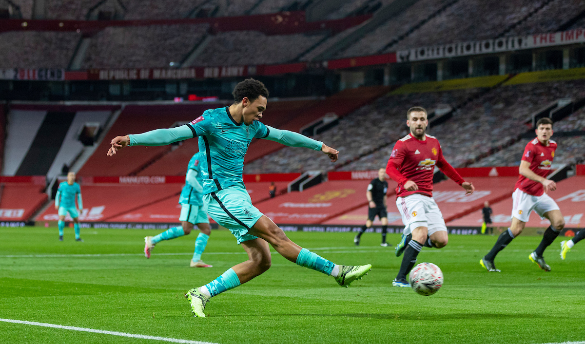 Liverpool's Trent Alexander-Arnold during the FA Cup 4th Round match between Manchester United FC and Liverpool FC at Old Trafford