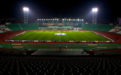 A general view of the Puskas Arena temporary home to RB Leipzig for the UEFA Champions League Last 16 match against Liverpool